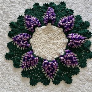 Handmade Purple & Green Grapes Crochet Centerpiece
